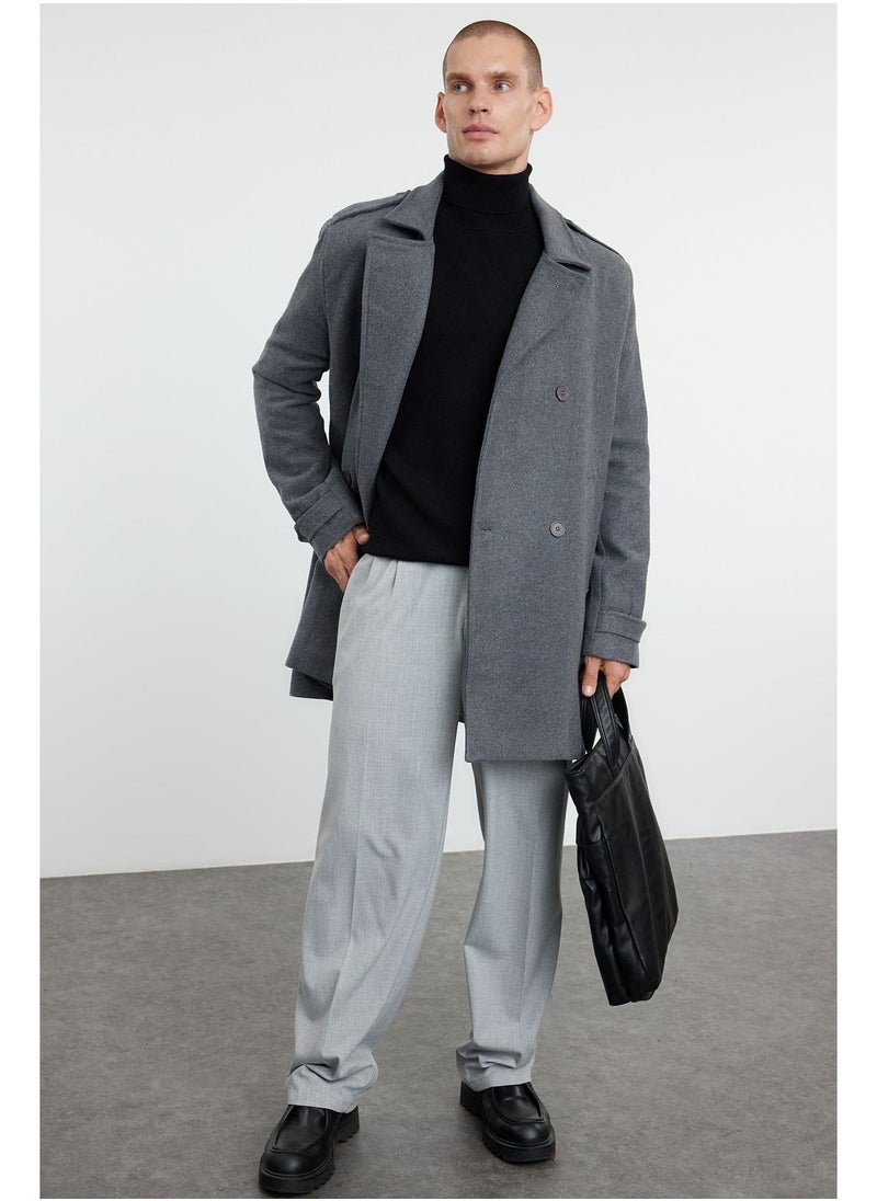 trendyol Men's Regular Fit Winter Wool Blend Winter Cashmere Coat  - Image 4