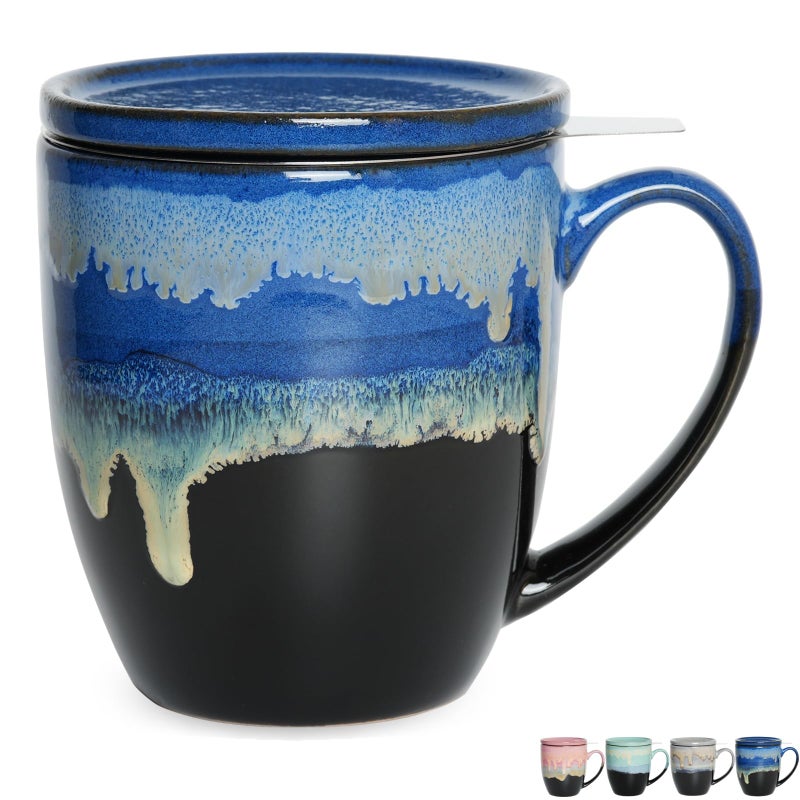 Bosmarlin Bosmarlin Ceramic Tea Cup with Infuser and Lid, 16 Oz, 4 Color to Choose Dishwasher and Microwave Safe, Steeping Tea  - Image 1