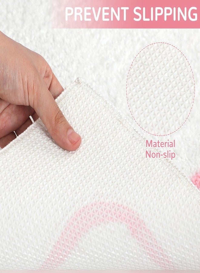 Tinideya Microfiber Bathroom Rugs White Cute Bath Rug with Pink Bowknot Cute Bathmat Pink Bow Bathroom Carpets for Bathtub, Sink, Shower, Living Room, Kitchen, Anti Slip, Absorbent, 32 x20 - Image 3