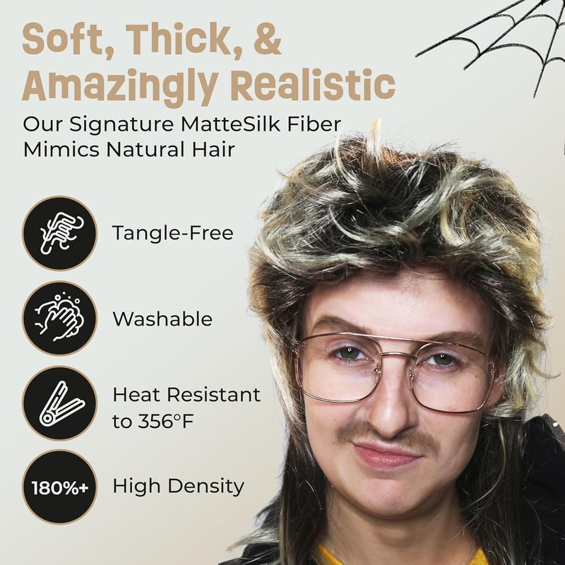 ALLAURA Compatible with George Michael Mullet Wig – Blonde Mullet Wig for Men – 70s 80s Costume Hairpiece for Joe Dirt, Fancy Dress, Cosplay, Retro Parties, Men's Halloween Costumes 2025, Rocker Look - Image 4