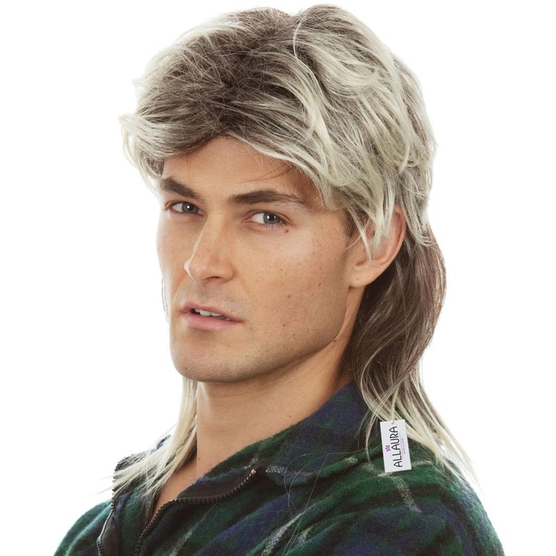ALLAURA Compatible with George Michael Mullet Wig – Blonde Mullet Wig for Men – 70s 80s Costume Hairpiece for Joe Dirt, Fancy Dress, Cosplay, Retro Parties, Men's Halloween Costumes 2025, Rocker Look - Image 1