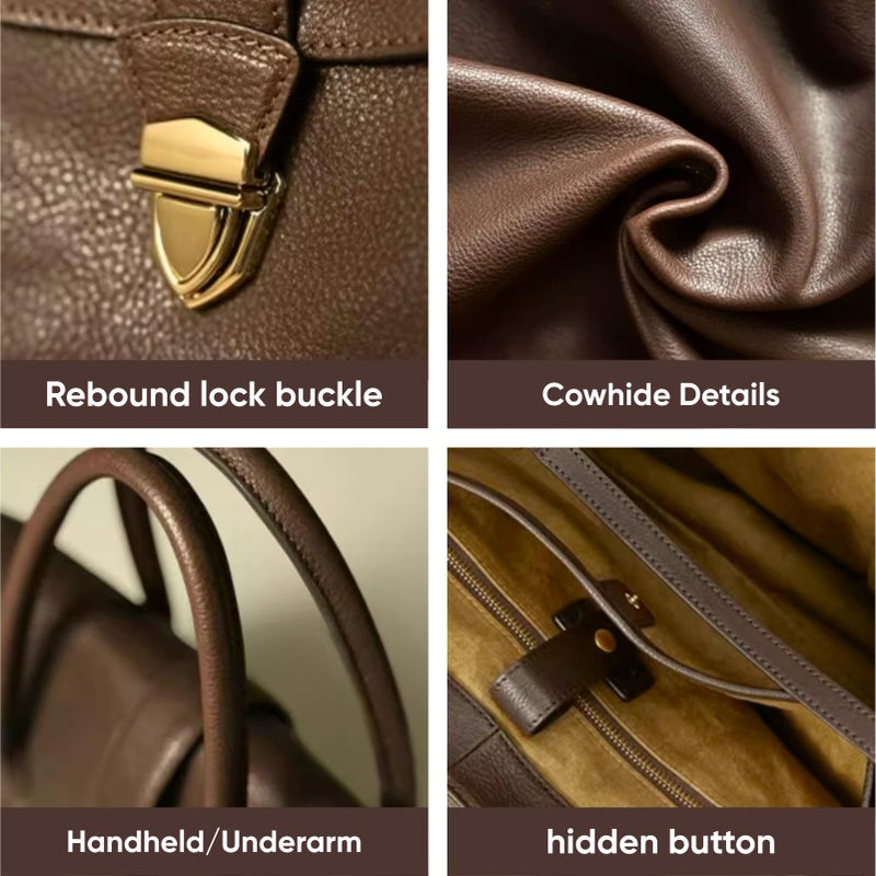 Gaeul Women Large Capacity Tote Bag- Premium Vegetable Tanned Leather, Lightweight Commuter leather work tote - Image 3