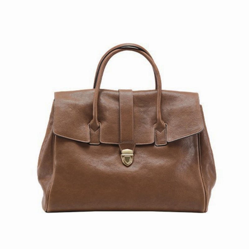 Gaeul Women Large Capacity Tote Bag- Premium Vegetable Tanned Leather, Lightweight Commuter leather work tote - Image 1