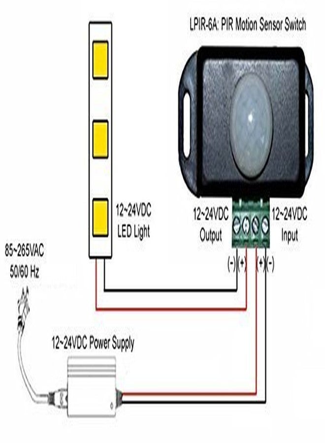 protium 12V 24V PIR Sensor LED Dimmer Switch Motion Timer Function, PIR Controller for LED Strip Tape Lights - Image 4