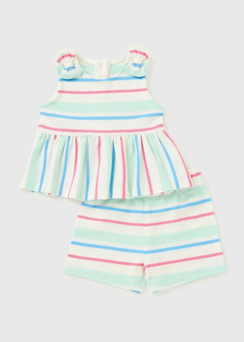 Matalan Baby Multicolour Stripe Popcorn Top & Shorts