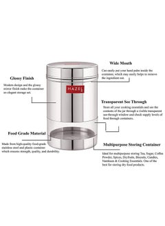 Hazel HAZEL Stainless Steel Transparent Wide Mouth See Through Container, Silver, Set of 2, 600 Ml  - Image 4