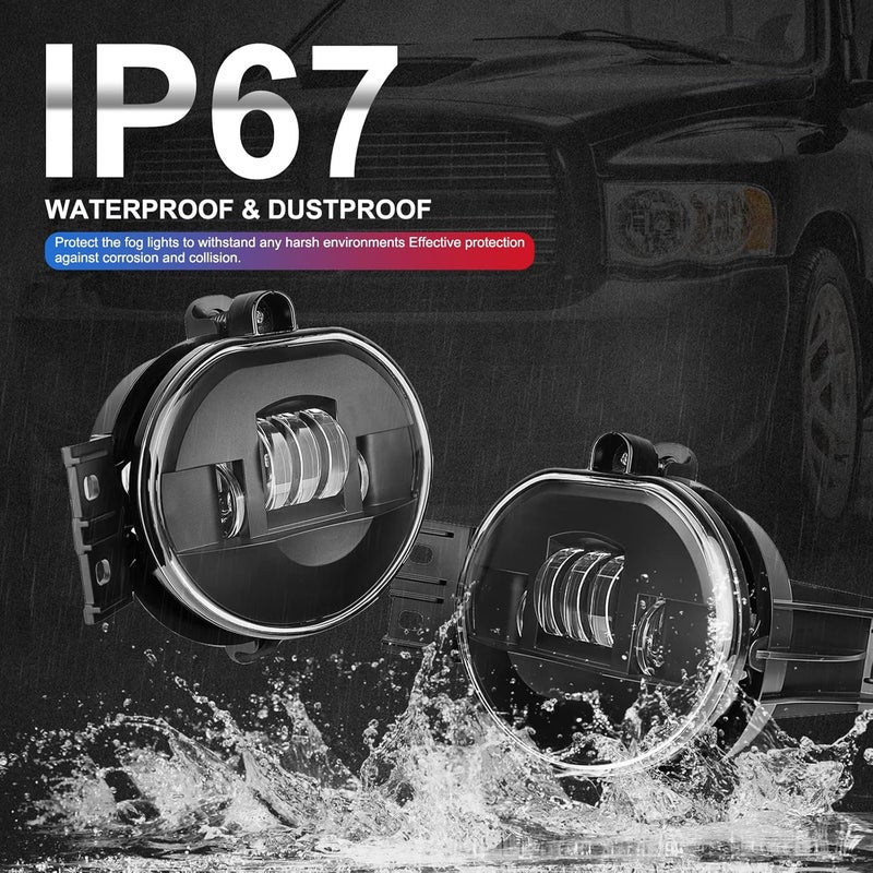 Atubeix LED Fog Lights for Dodge Ram 1500/2500/3500 (2002-2009) - Black - Image 5