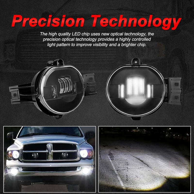 Atubeix LED Fog Lights for Dodge Ram 1500/2500/3500 (2002-2009) - Black - Image 2