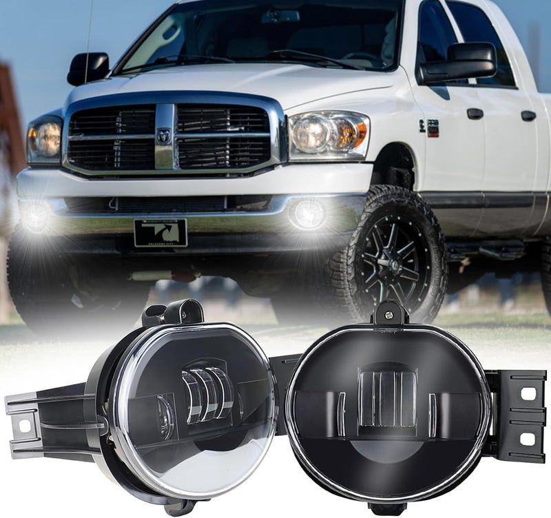 Atubeix LED Fog Lights for Dodge Ram 1500/2500/3500 (2002-2009) - Black - Image 1