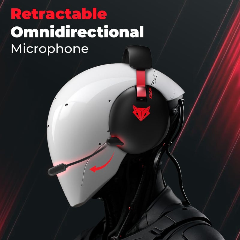 EvoFox Hyperion Gaming Headphones with Mic - Black, 50mm Drivers, Immersive Surround Sound, Retractable Mic, Wired (3.5mm + Type-C), Inline Controls, Durable Build with Over Ear Swappable Ear Pads - Image 4