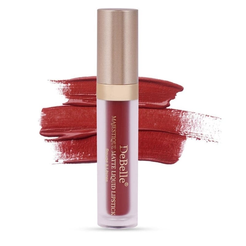 DeBelle Majestique Matte Liquid Lipstick Cherry Charlotte Red Enriched with Hyaluronic Acid and Shea Butter Smudge Proof 7 hours long stay 35ml - Image 2