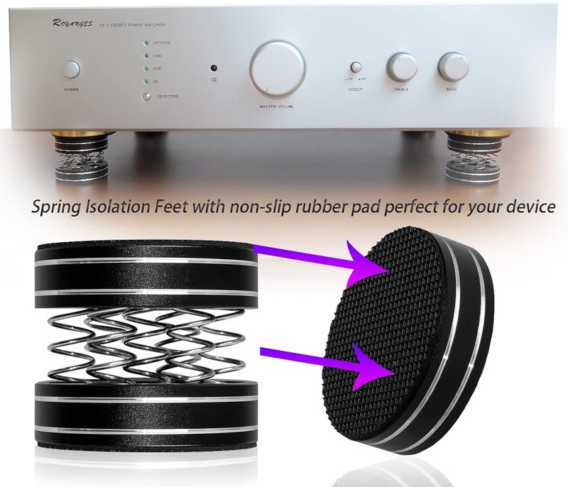 NALACAL Turntable Isolation Feet, 4Pcs Adjustable Spring Vibration Dampening Pads, Speaker Isolation Stand Feet for HiFi Amplifier, Record Player, Subwoofer, CD/DVD Player, Audio Components - Image 5