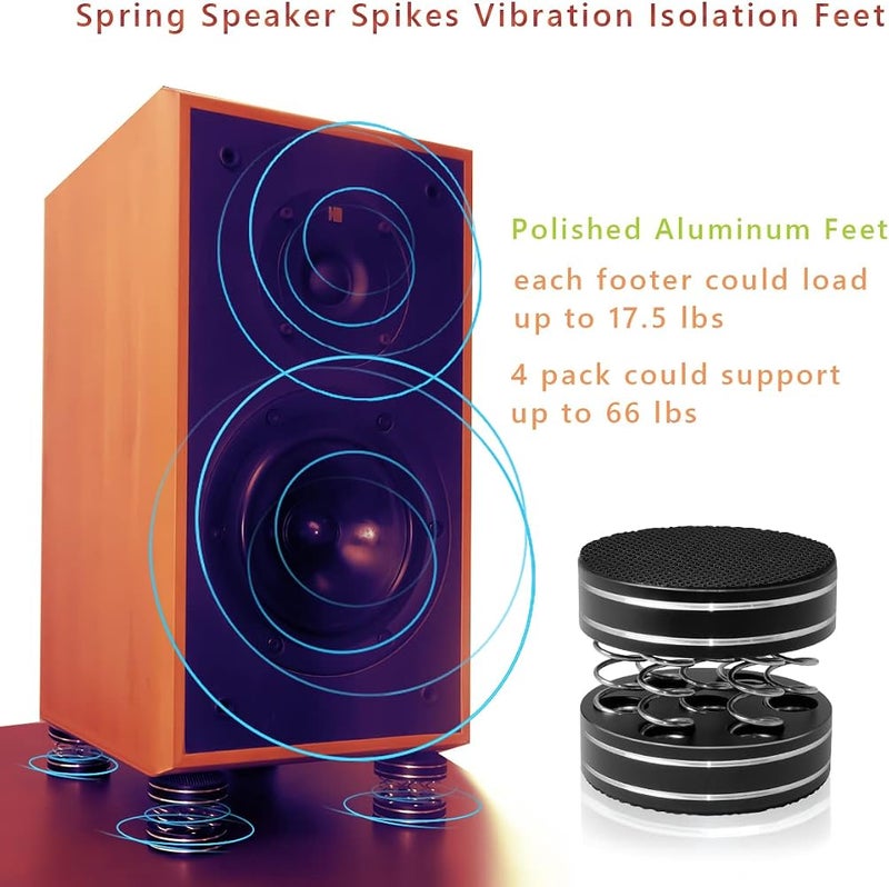NALACAL Turntable Isolation Feet, 4Pcs Adjustable Spring Vibration Dampening Pads, Speaker Isolation Stand Feet for HiFi Amplifier, Record Player, Subwoofer, CD/DVD Player, Audio Components - Image 2