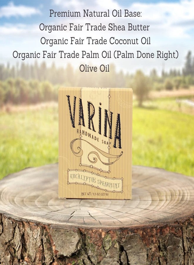 Varina Organic Eucalyptus Spearmint Bar Soap - Gentle Cleansing for Sensitive Skin, Herbal and Mint - 3 Pack - Image 2
