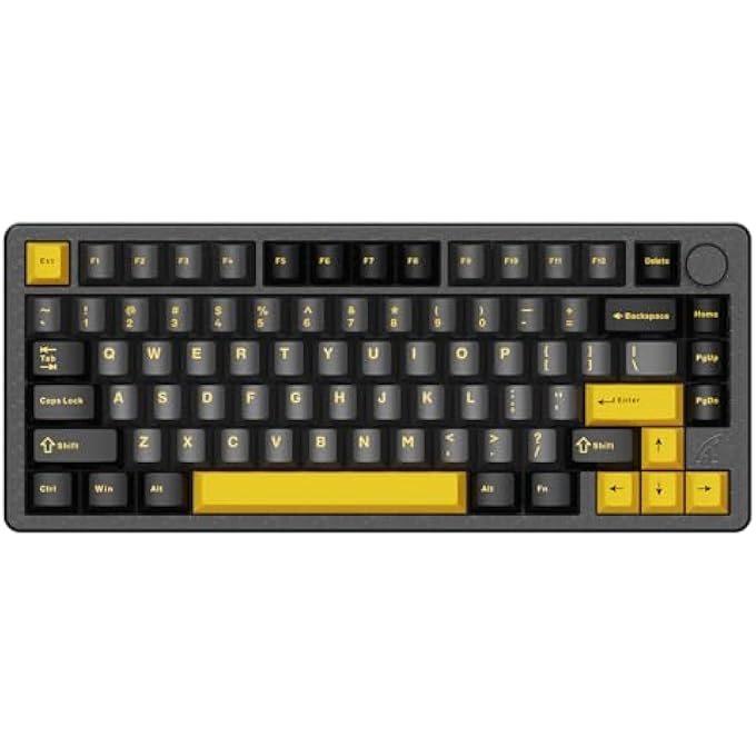 rayihni X86 WIRELESS MECHANICAL KEYBOARD, 75% GAMING KEYBOARD ALL-ALUMINIUM CNC, RGB BACKLIT GASKET HOT SWAP CUSTOM KEYBOARD WITH KNOB,BT/2.4G/USB-C WIRED CREAMY KEYBOARD FOR MAC/WIN-STARRY BLACK - Image 1