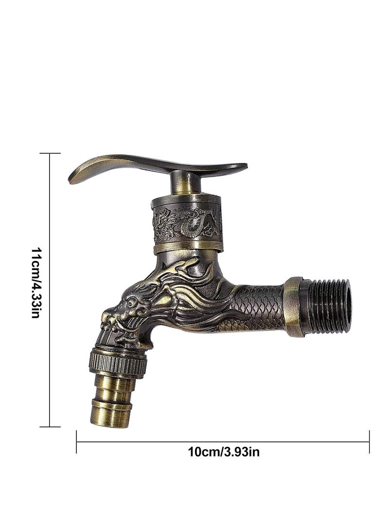 Wall Mount Faucet, Vintage Brass Outdoor Tap, Antique Garden Tap Kit, Zinc Alloy Basin Tap Faucet for Home, Kitchen, Bathroom, Outdoor, Garden (1/2") - Image 5