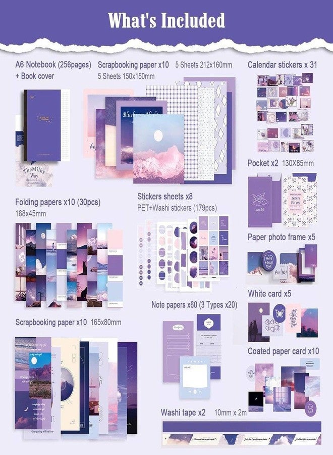 KPS مجموعة قصاصات KPS Vintage Scrapbook Moonlight | ورق مزخرف مع ملصقات للمخططات | لمستلزمات دفتر الملاحظات/المذكرات/القرطاسية | لألبوم/مشروع الكلية (مجموعة واحدة، متعددة الألوان) - Image 2