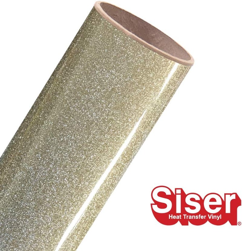 Siser Glitter HTV 118x5ft Roll  Iron on Heat Transfer Vinyl Champagne - Image 2