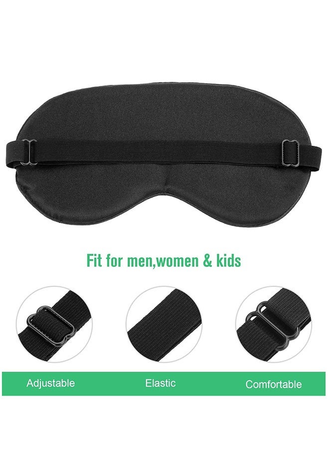 Pack Of 2 Natural Silk Sleeping Blind Fold With Adjustable Strap, Black - Image 3