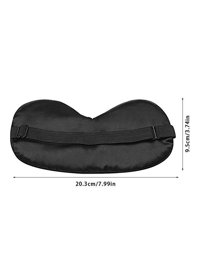 Pack Of 2 Natural Silk Sleeping Blind Fold With Adjustable Strap, Black - Image 2