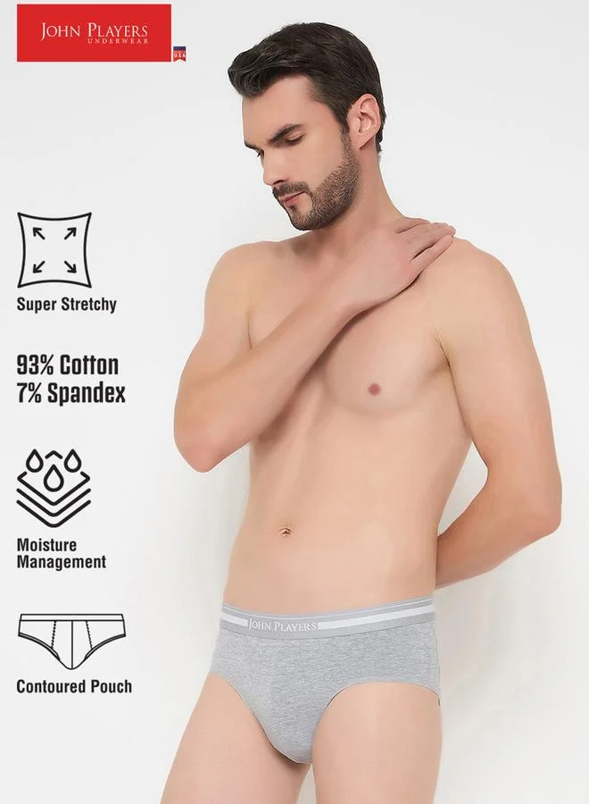 John Players Grey Logo Print Classic Brief