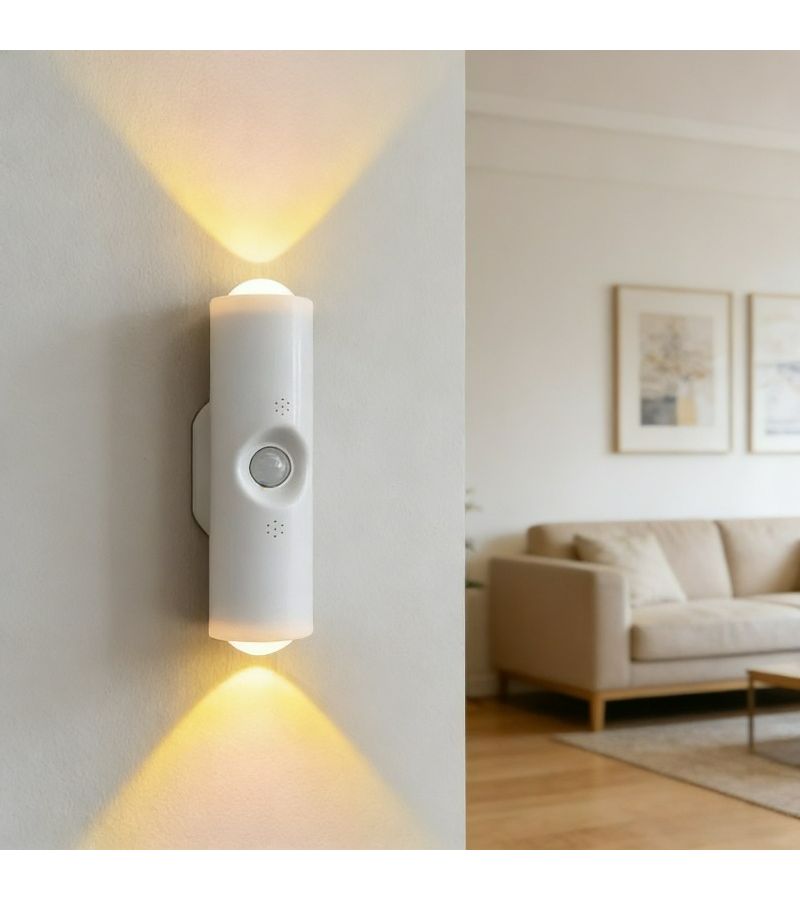 4pcs Set White Housing Motion Sensor Wall Light With 2 Magnetic Pads And 1 Charging Cable Rechargeable Hill Shaped Night Light With Dual Cat Eye Ambient Light Modern Minimalist Design - Image 4