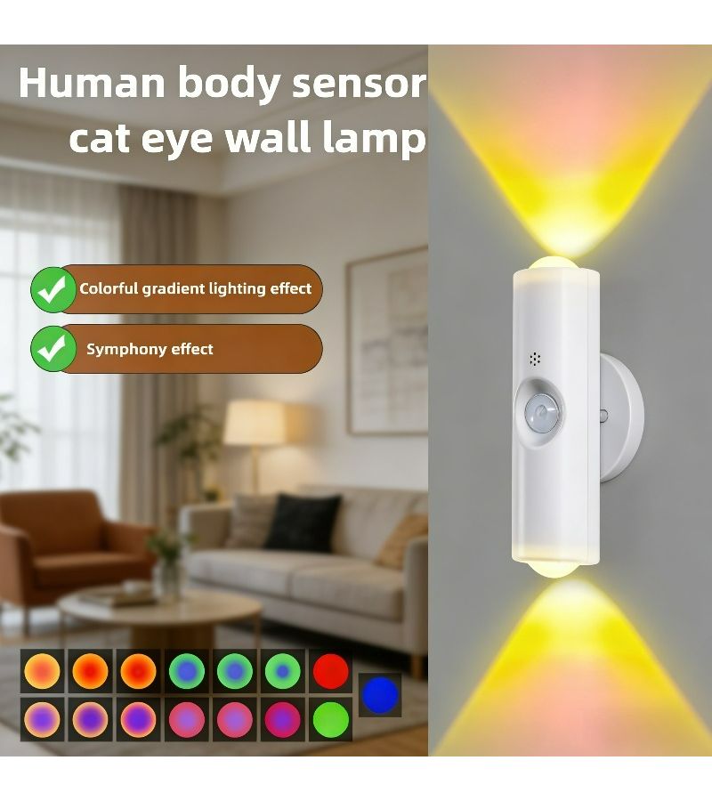 4pcs Set White Housing Motion Sensor Wall Light With 2 Magnetic Pads And 1 Charging Cable Rechargeable Hill Shaped Night Light With Dual Cat Eye Ambient Light Modern Minimalist Design - Image 5