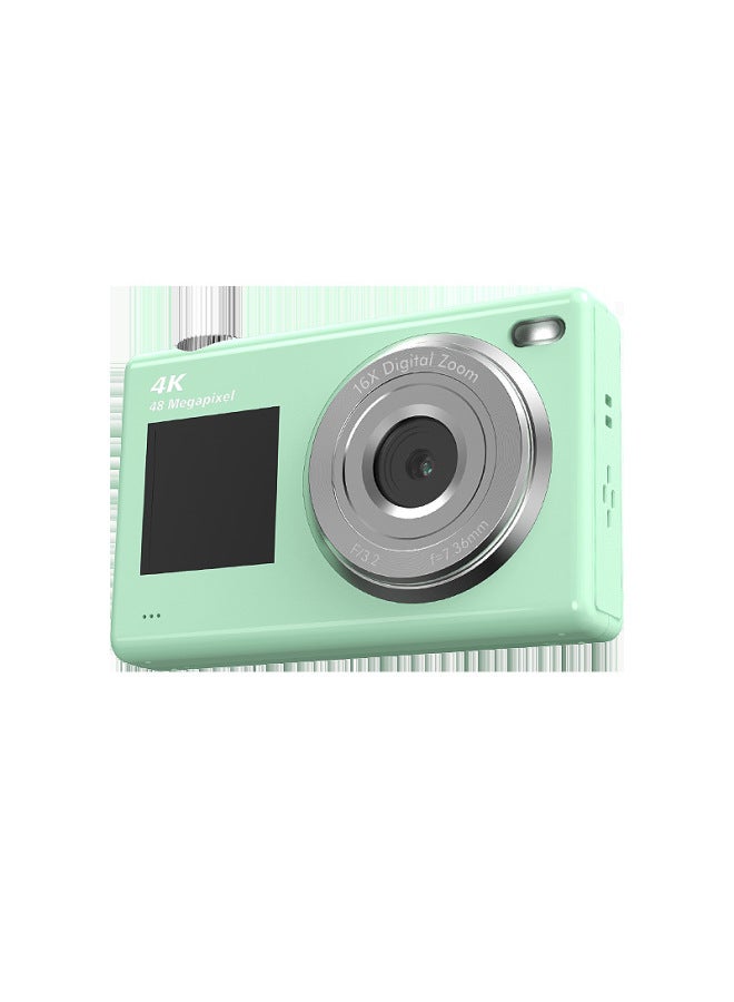 Generic Dual-screen Digital CCD Camera Student Selfie Beauty HD Camera Entry-level Small Travel Campus-Body Color:Green Standard Without Card  - Image 1