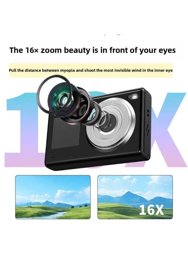 Generic Dual-screen Digital CCD Camera Student Selfie Beauty HD Camera Entry-level Small Travel Campus-Body Color:Green Standard Without Card  - Image 5