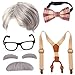 Yewong Kids Old Man Costume Set Grandpa Wig with Suspenders Kit for 100 Days of School Halloween - Image 3
