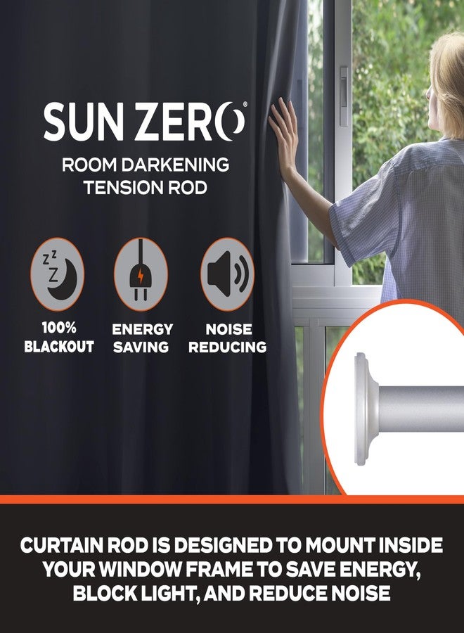 Sun Zero SN45056 Blackout Room Darkening Tension Rod, 28-60" Adjustable Length, Silver Finish, 5/8" Diameter Steel Tube - Image 2
