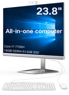besrey  All-in-One Computers Business Desktop 23.8” FHD 60Hz Display, Intel Core i7-7700, 8GB DDR4 RAM, 512G SSD, Webcam, HDMI, VGA Wi-Fi 6, Wired Keyboard & Mouse, Windows 10, White  - Image 1