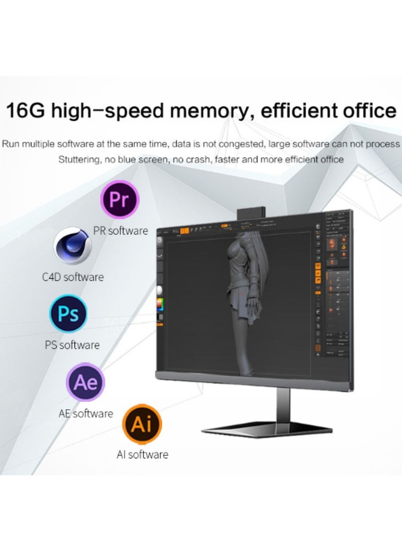 besrey  - All-in-One Computers Business Desktop 23.8” FHD 60Hz Display, Intel Core i7-7700, 8GB DDR4 RAM, 512G SSD, Webcam, HDMI, VGA Wi-Fi 6, Wired Keyboard & Mouse, Windows 10, White - Image 1