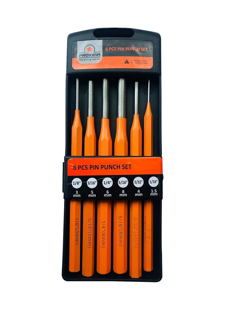 Proxima 6 Piece Pin Punches Set, ORANGE Punches Set, 6pcs Chisels And Punches Set - Image 1