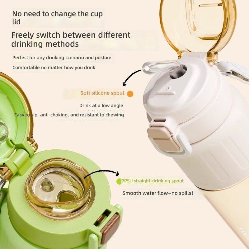 FUGUANG Genuine Straw Summer New Large Capacity Outdoor Portable Water Bottle, Heat-Resistant, Leakproof & Drop-Resistant Dual Drink for Students - Image 3