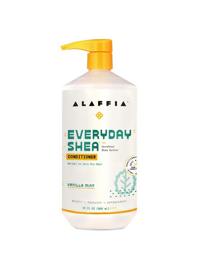 Alaffia Everyday Shea Conditioner, Normal to Very Dry Hair, Moisturizing Support to Balance pH for Protected, Luxurious Locks with Shea Leaf and Butter, Fair Trade, Vanilla Mint, 32 Ounces - Image 1