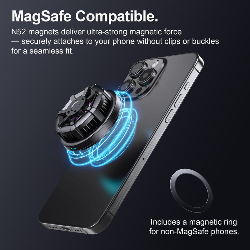 preocean Wireless Cooling Charger for MagSafe, Preocean 15W Fast Wireless Charging Pad with Built-in Fan, Phone Cooler for Gaming, Magnetic Compatible with iPhone 17/16/15/14/13/12 Series. - Image 4