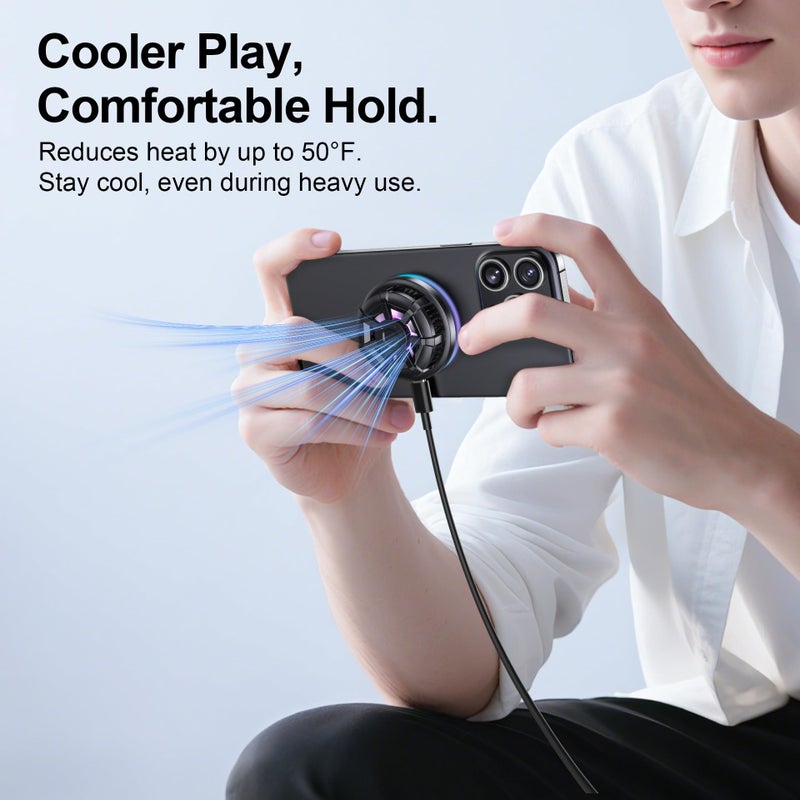 preocean Wireless Cooling Charger for MagSafe, Preocean 15W Fast Wireless Charging Pad with Built-in Fan, Phone Cooler for Gaming, Magnetic Compatible with iPhone 17/16/15/14/13/12 Series. - Image 3