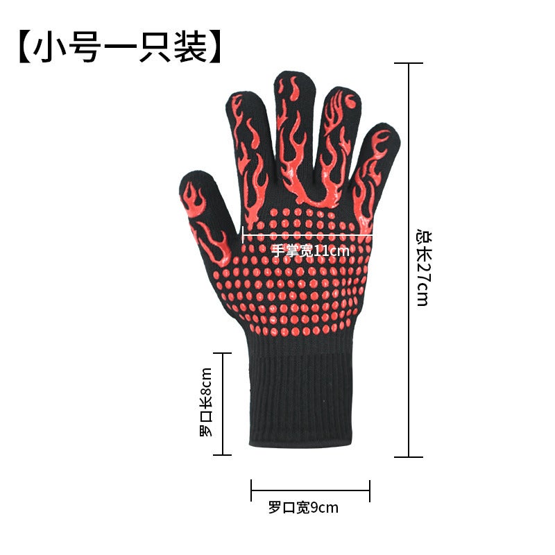 New 800°C Silicone BBQ Oven Gloves Small flame red (one pack) Small flame red (one pack)