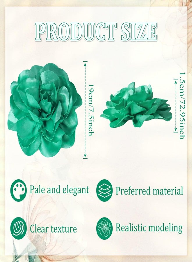 COAUXOG 7.5in Extra Large Rose Brooch Exquisite Shiny Satin Camellia Brooch Oversized Flower Brooch Lapel Pin,Suitable For Women Dance Banquet Wedding Hair Clothing Accessories (Mint Green), Extra Large - Image 2