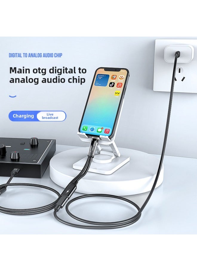 OTG Digital Audio Sound Card Live Line Charge While Using Live Audio Line Game Recording Sound Card Live Line-Color:Bf37 0.3m Tpc To Tpc+ 0.1m Tpc Female Charging  - Image 5
