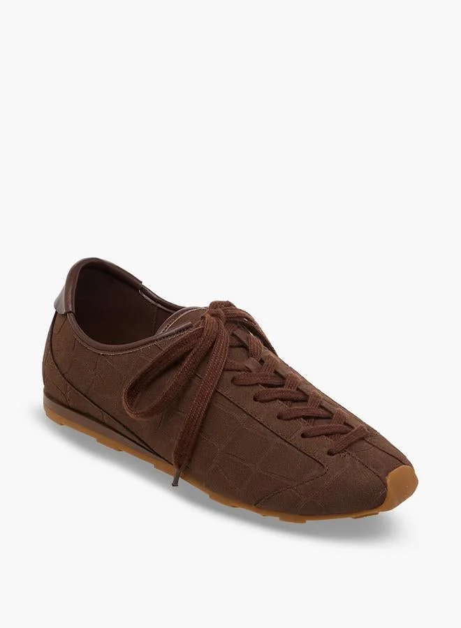 Celeste BROWN Women Textured Lace-Up Sneakers for Women | Best Price UAE