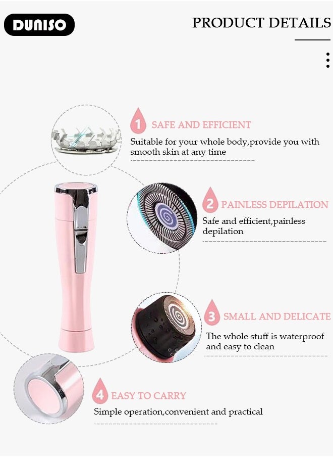 DUNISO Electric Shaver Razor for Women, Women's Painless Face Hair Remover Epilator Machine, Battery-powered, Waterproof Hair remover, Lipstick Shape for Bikini Upper Lip Areas, Chin, Eyebrow, Neck, Leg Shaver Trimmer  - Image 2