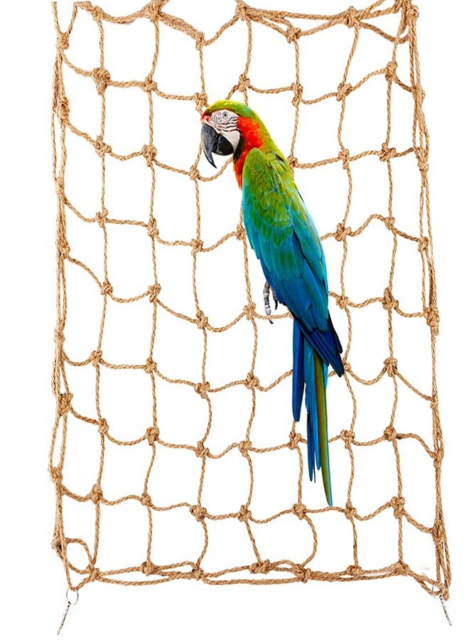 VTurboWay Bird Climbing Net, Parrot Climbing Cotton Rope Thicken Chew Toys Net Hammock Hanging Ladder Habitat for Parrot Cockatoo Cockatiel Macaw African Greys Budgies Parakeet (23.6" x 23.6") - Image 1