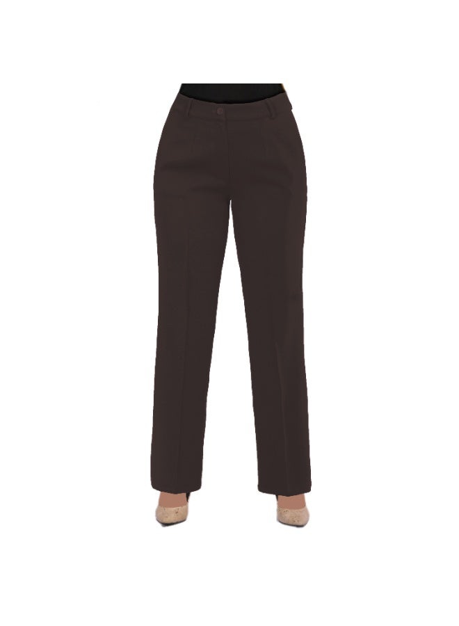 Smoky Egypt High Waist Straight Leg Pants with Side Pockets -Brown - Image 1