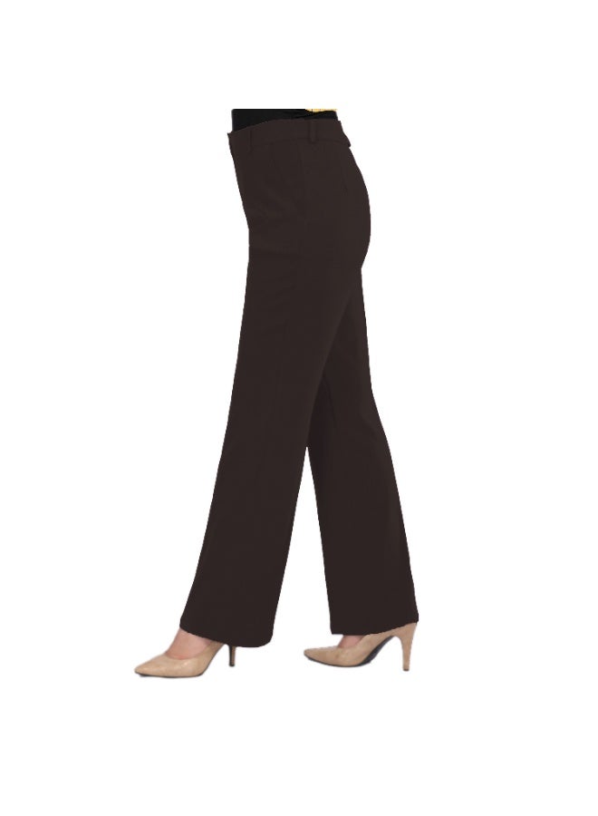 Smoky Egypt High Waist Straight Leg Pants with Side Pockets -Brown - Image 2