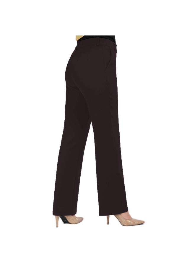 Smoky Egypt High Waist Straight Leg Pants with Side Pockets -Brown - Image 3