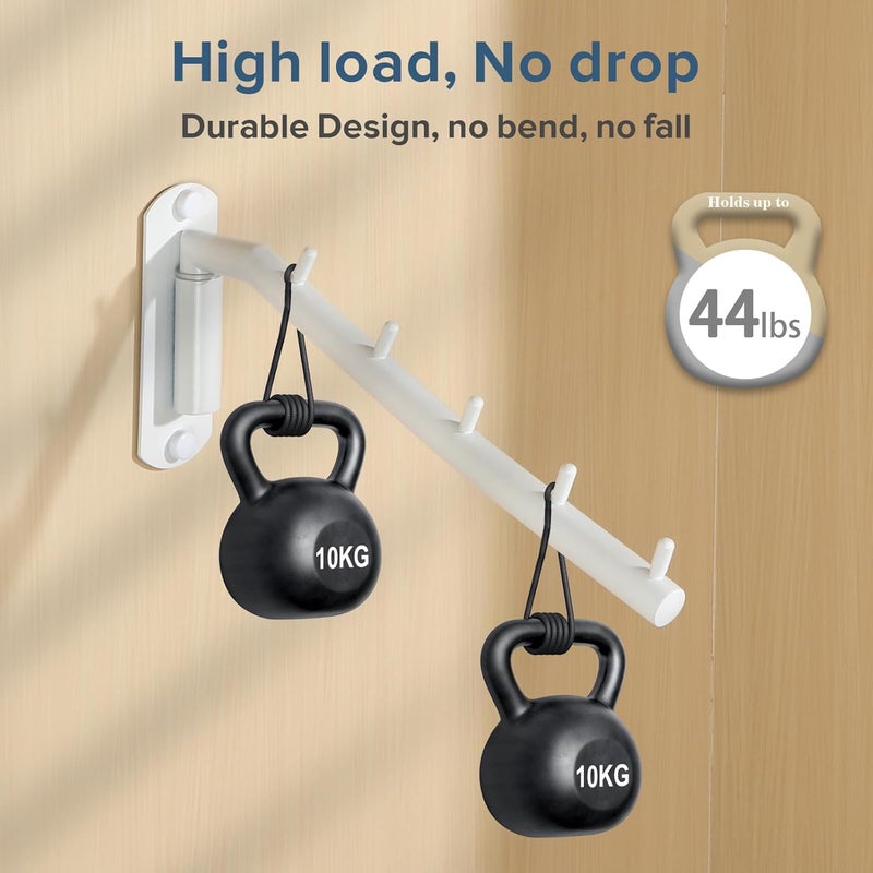 Alise Wall Mounted Drying Rack,Swivel Clothes Drying Rack Stainless Steel,Space Saving Clothes Hanger Rack,Heavty Duty Clothes Wall Drying Rack for Laundry Closet Bedroom/Bathroom,White,2 Pack - Image 4