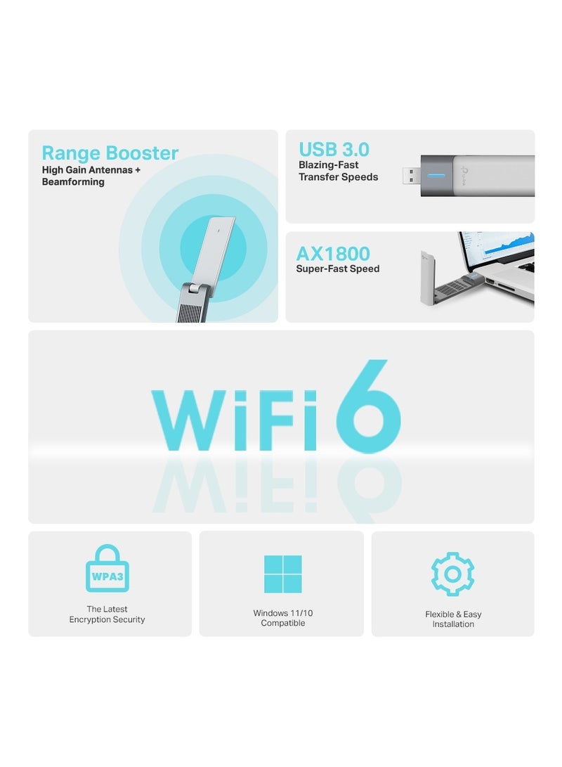 تي بي لينك محول USB لاسلكي عالي الكسب من آرتشر TX20UH AX1800 - Image 3