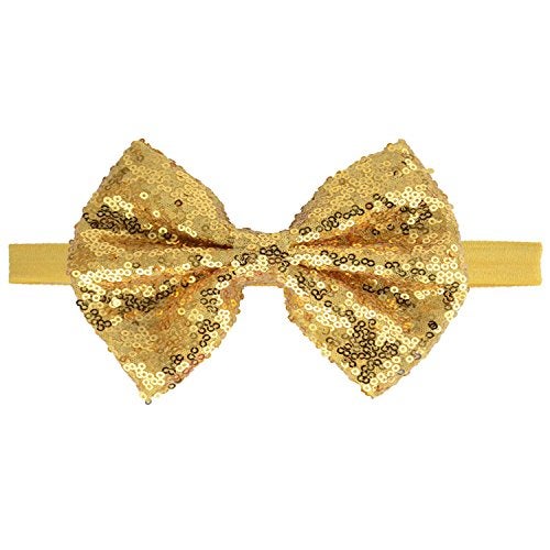 CÉLLOT 15pcs Baby Girl Headbands Sparkly Glitter Sequins 4" Big Hair Bows Ribbon Soft Stretchy Hair Bands for Infant Newborn and Toddlers - Image 5